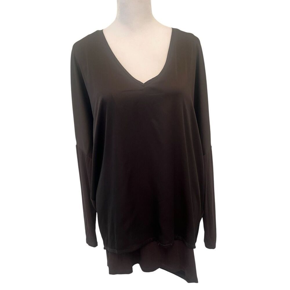 WHBM size medium long sleeve stretchy dark army green mini dress or tunic EUC